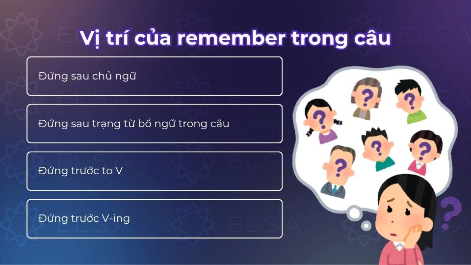 Vị trí của remember trong câu