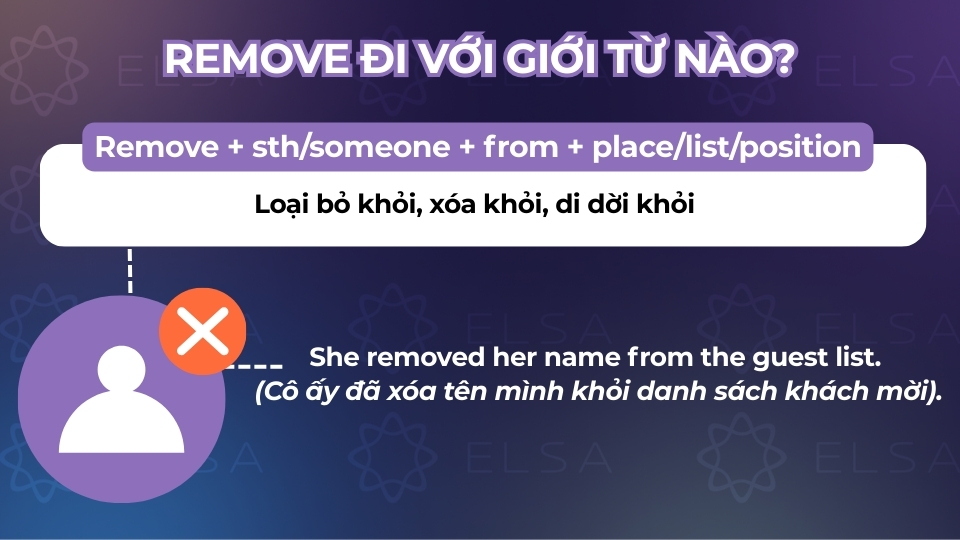 Cấu trúc remove đi với giới từ from Cấu trúc remove đi với giới từ from