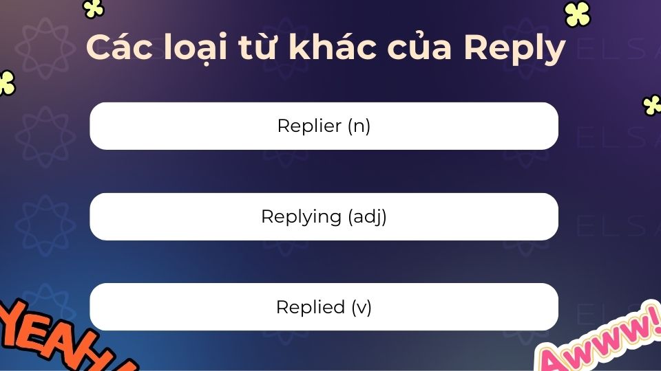 Các loại từ khác của Reply mà bạn cần phải biết Các loại từ khác của Reply mà bạn cần phải biết