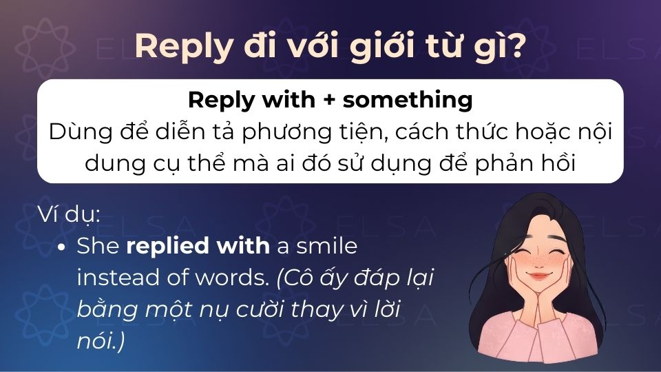 Reply with + something cũng alf một cấu trúc được sử dụng phổ biến Reply with + something cũng alf một cấu trúc được sử dụng phổ biến