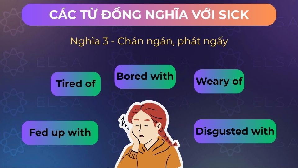 Một số từ đồng nghĩa với sick nghĩa chán