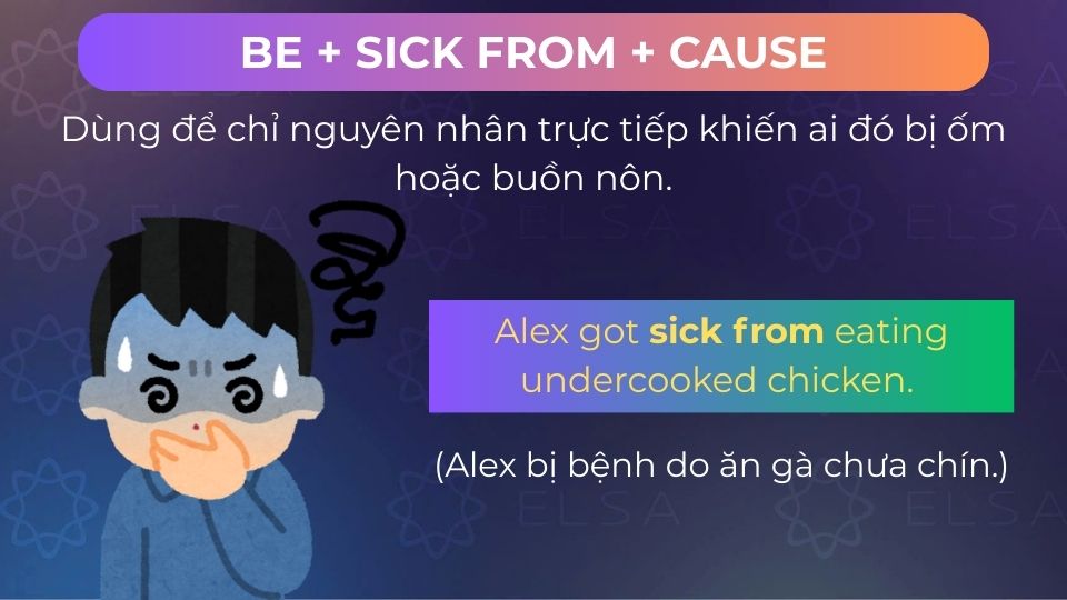 Câu ví dụ sick from