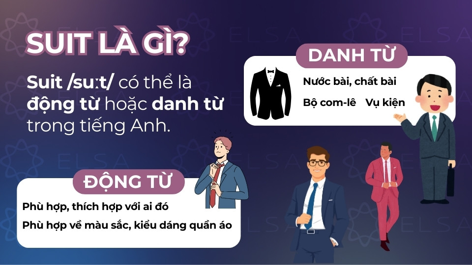 Suit vừa là danh từ, vừa là động từ trong tiếng Anh Định nghĩa Suit là gì trong tiếng Anh