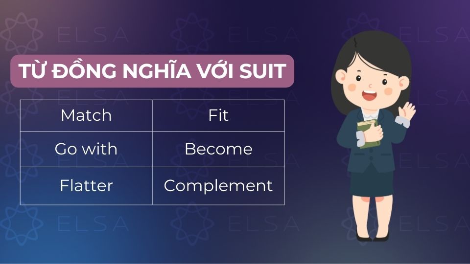 Các từ đồng nghĩa với suit phổ biến Các từ đồng nghĩa với suit phổ biến