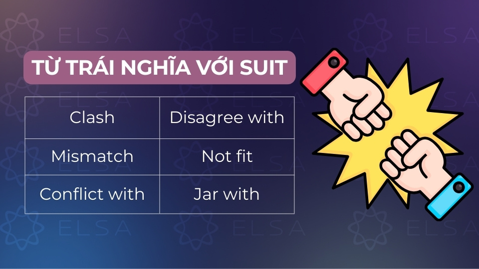 Các từ trái nghĩa với suit phổ biến Các từ trái nghĩa với suit phổ biến