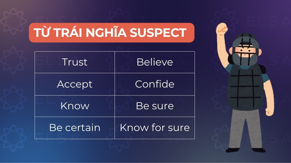 Tổng hợp các từ trái nghĩa của suspect