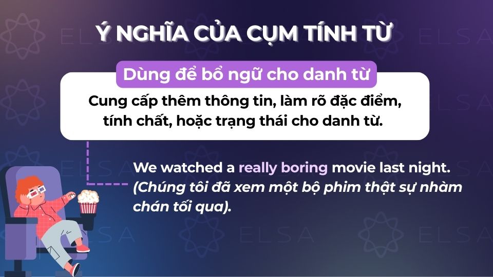 Cụm tính từ dùng để bổ ngữ cho danh từ