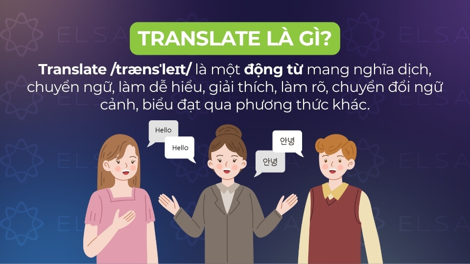 Translate mang nghĩa dịch một văn bản hoặc lời nói từ một ngôn ngữ này sang ngôn ngữ khác