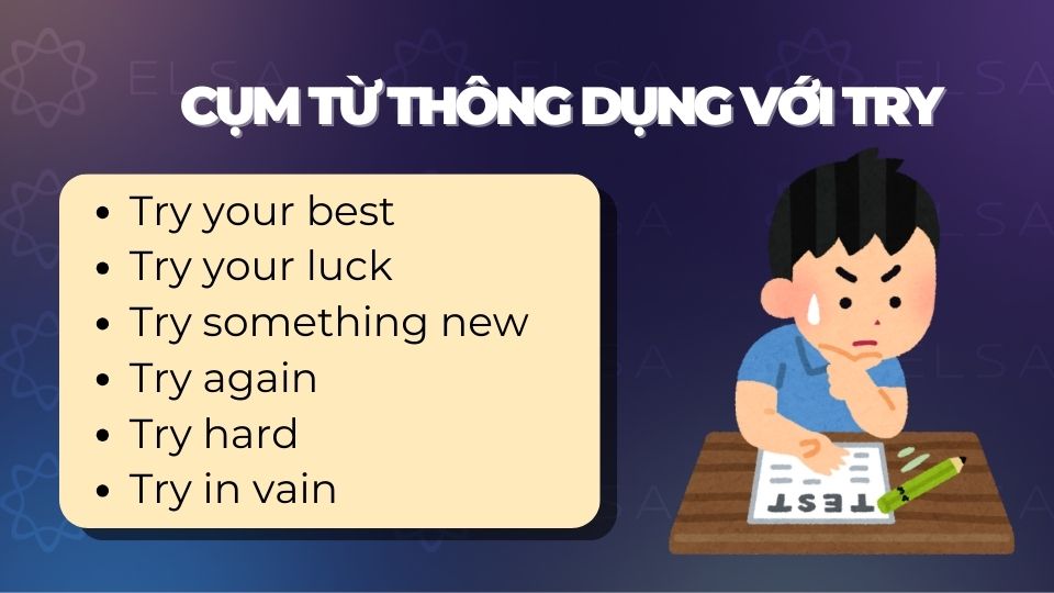 Các cụm từ thông dụng với try Các cụm từ thông dụng với try