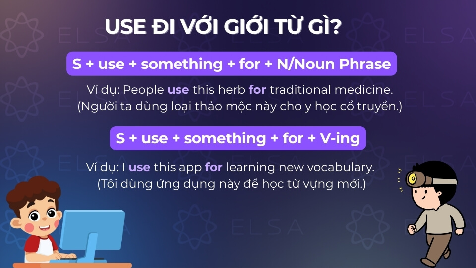 Cấu trúc động từ use đi với giới từ for Cấu trúc động từ use đi với giới từ for