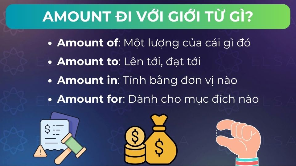 Amount đi với nhiều giới từ  