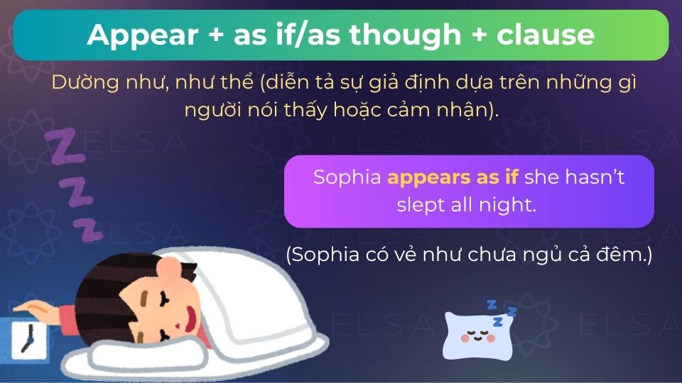 Câu ví dụ cấu trúc appear + as if/as though + clause