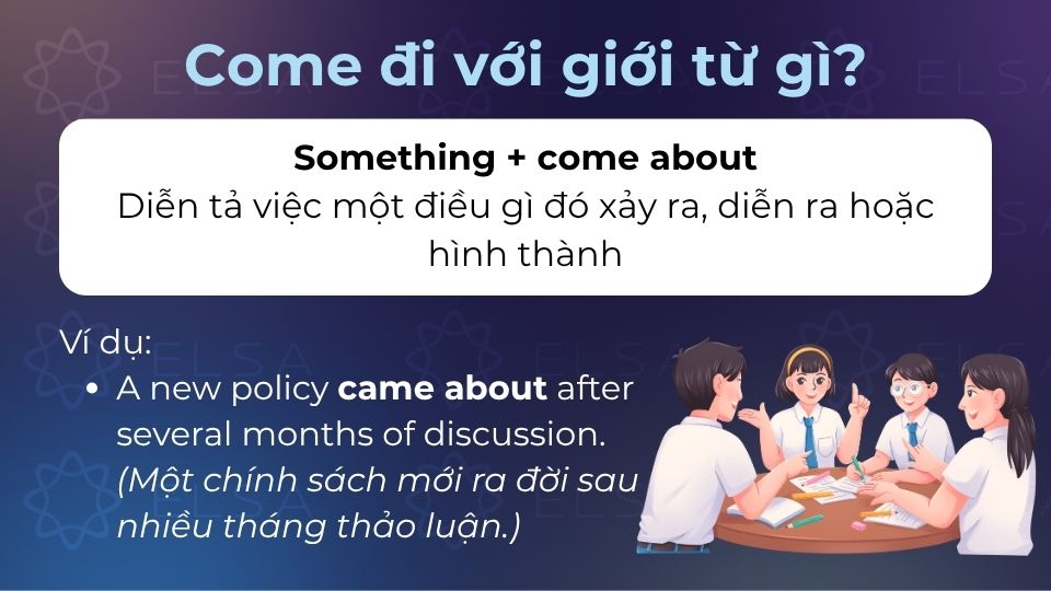 Come about là cáu trúc diễn tả một điều đó đang diễn ra
