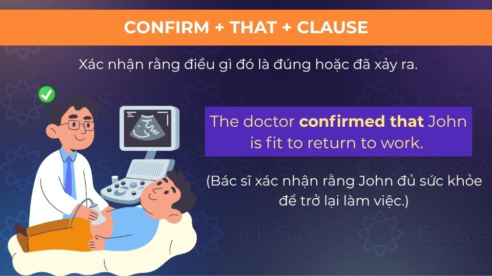 Câu ví dụ cấu trúc confirm + that + clause