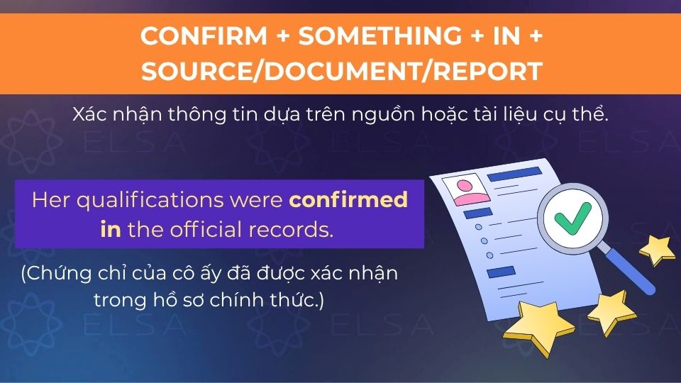 Câu ví dụ confirm + in