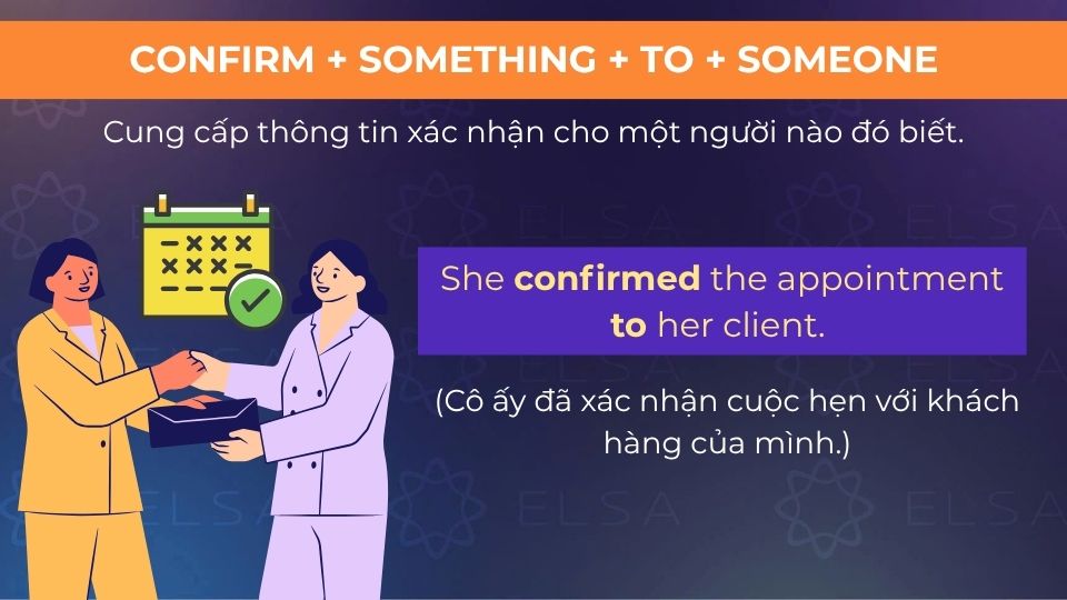 Câu ví dụ confirm + to
