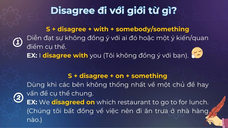 Cấu trúc, ý nghĩa và cách dùng của disagree khi đi với with và on Cấu trúc, ý nghĩa và cách dùng của disagree khi đi với with và on