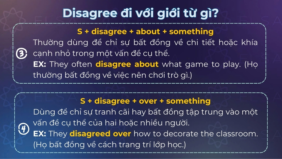 Cấu trúc, ý nghĩa và cách dùng của disagree khi đi với about và over Cấu trúc, ý nghĩa và cách dùng của disagree khi đi với about và over