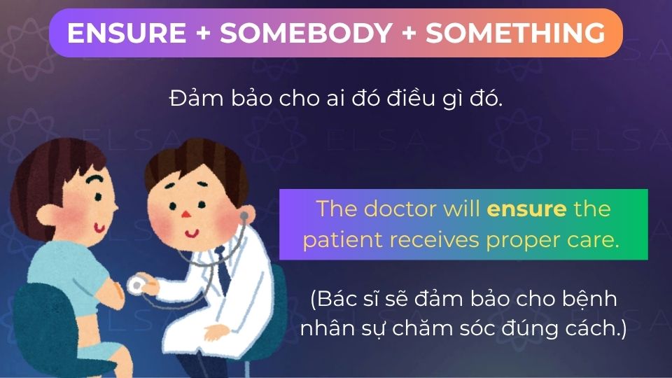 Câu ví dụ ensure + somebody + something Câu ví dụ ensure + somebody + something
