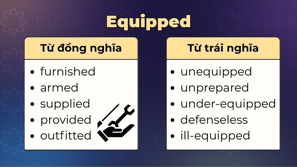 Từ đồng nghĩa và trái nghĩa với equipped Từ đồng nghĩa và trái nghĩa với equipped
