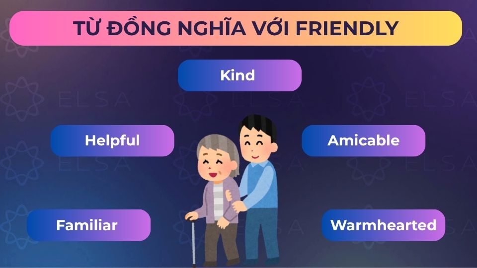 Một số từ đồng nghĩa với friendly