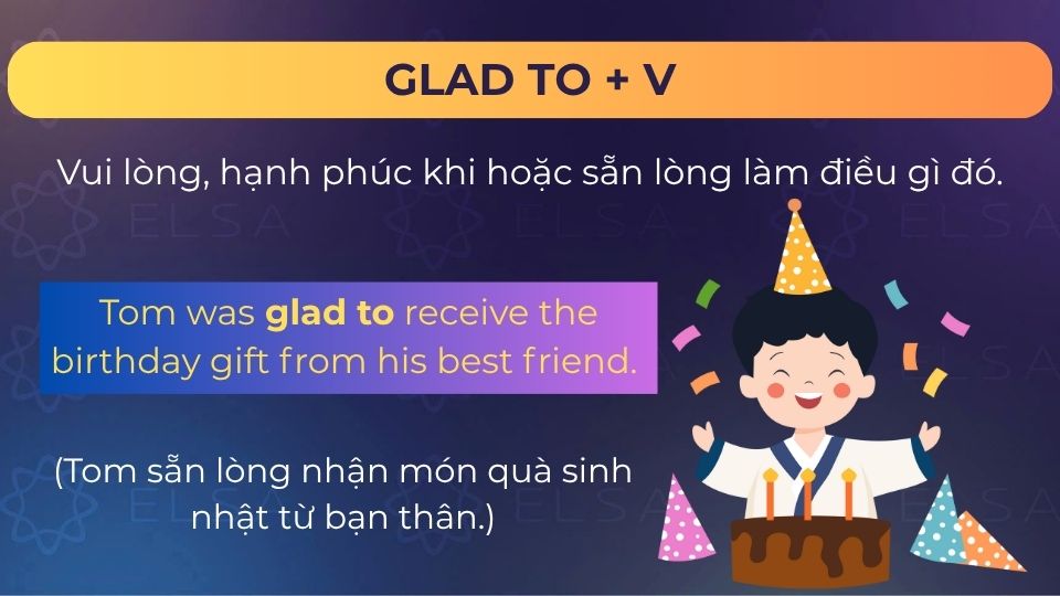 Câu ví dụ glad to