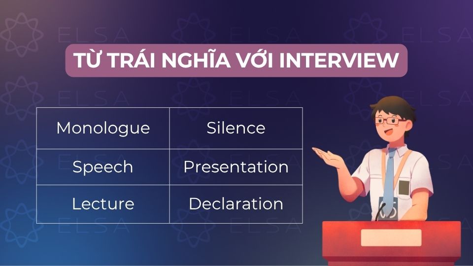 Một số từ trái nghĩa với interview