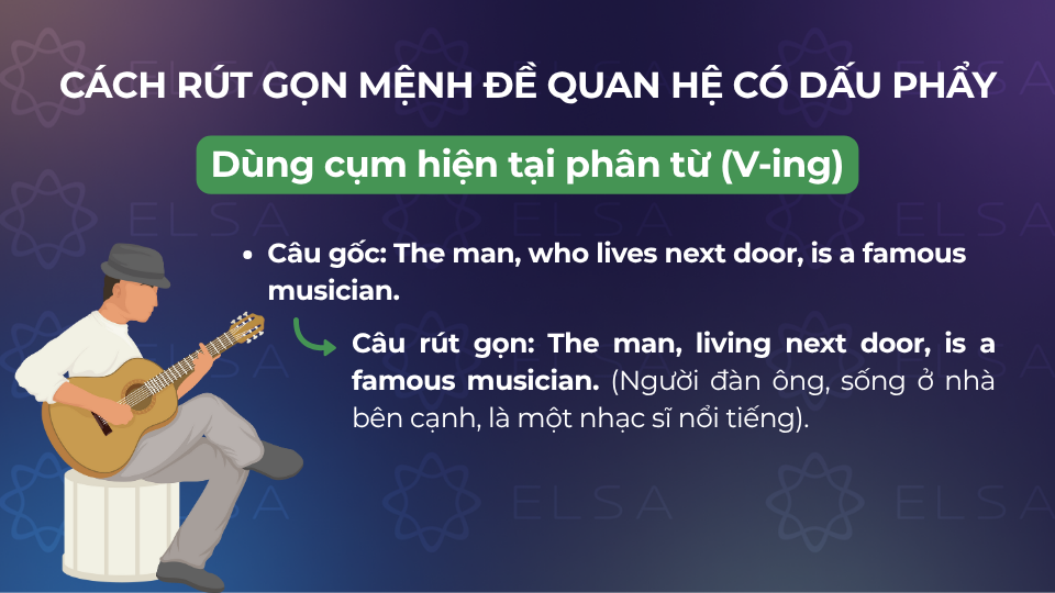 Cách 1 để rút gọn mệnh đề quan hệ có dấu phẩy Cách 1 để rút gọn mệnh đề quan hệ có dấu phẩy