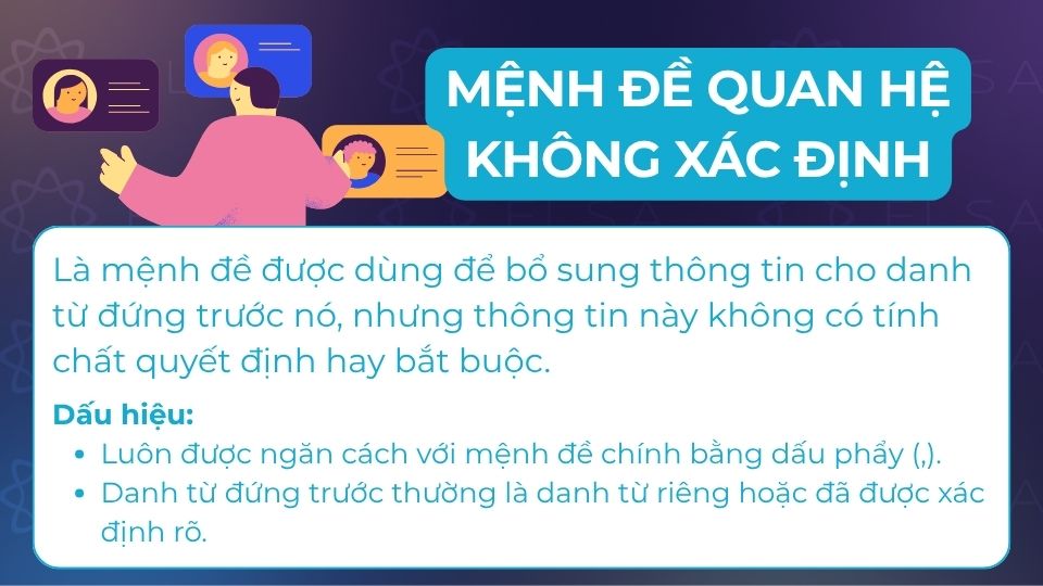 Định nghĩa và dấu hiệu mệnh đề quan hệ không xác định