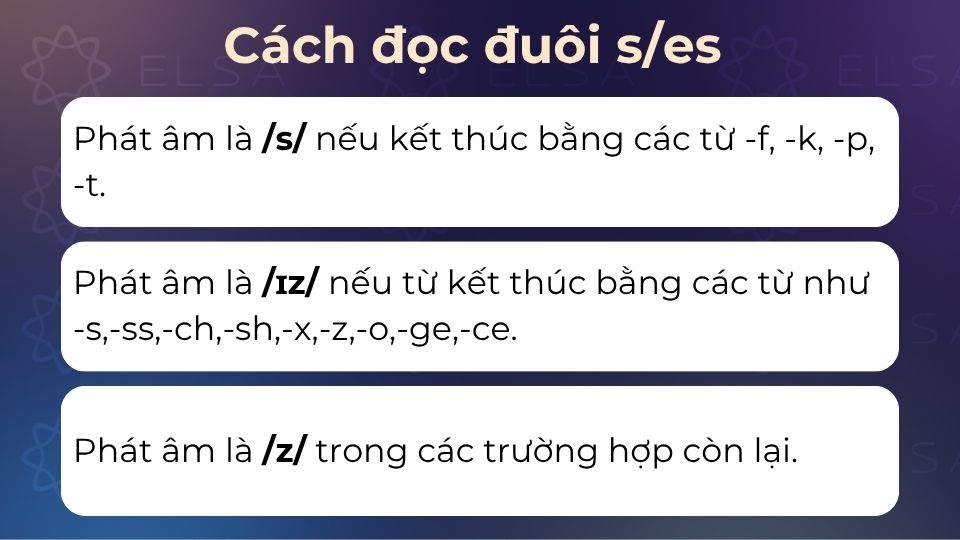 Có 3 cách phát âm đuôi s/es trong tiếng Anh