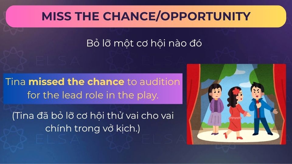 Câu ví dụ cấu trúc miss the chance