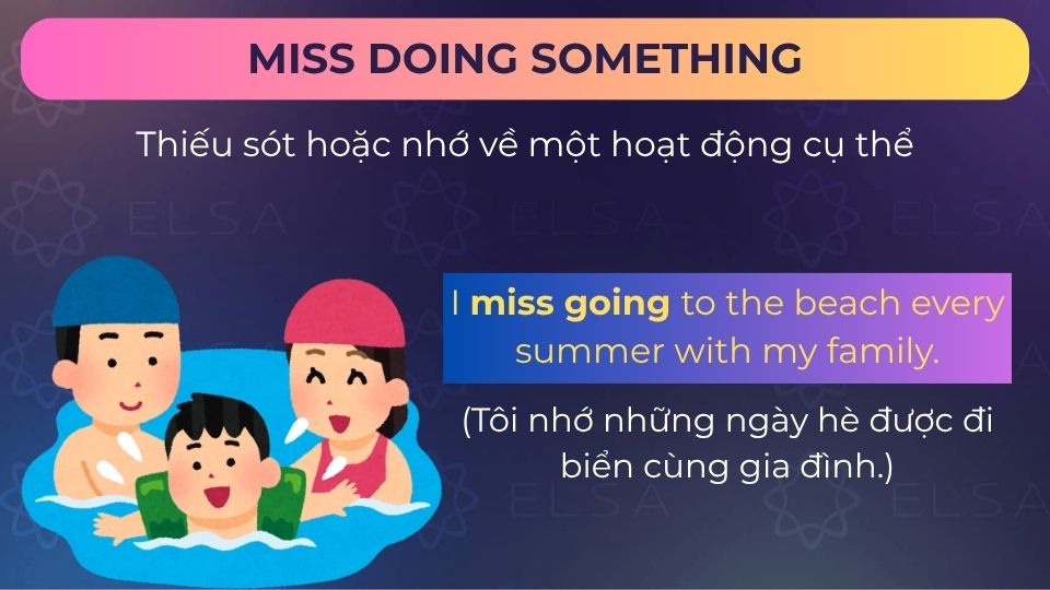 Câu ví dụ cấu trúc miss doing something