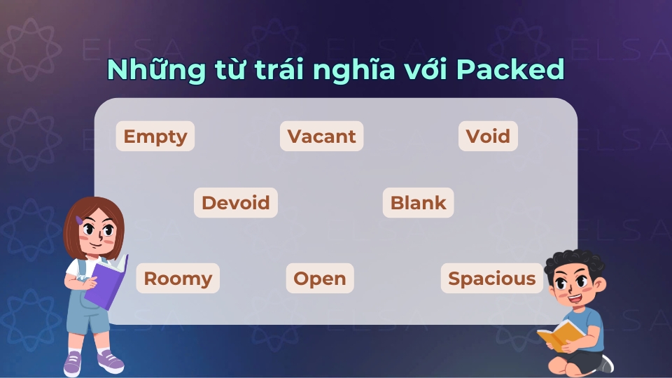 Những từ trái nghĩa với packed