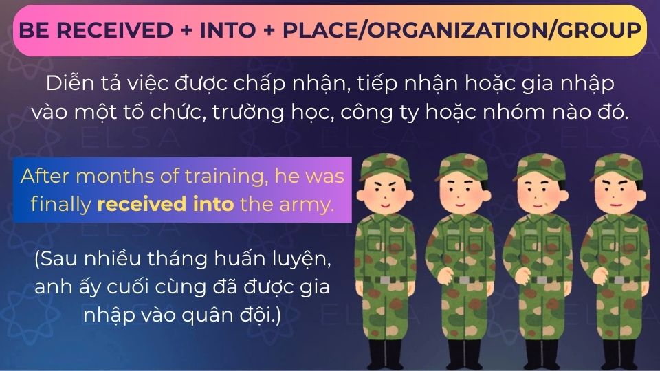 Câu ví dụ be received into