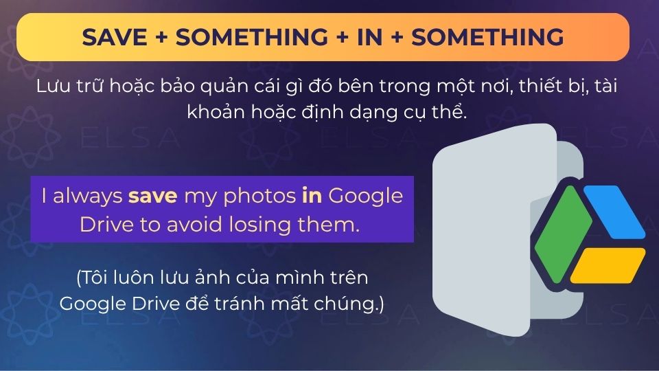 Câu ví dụ save in