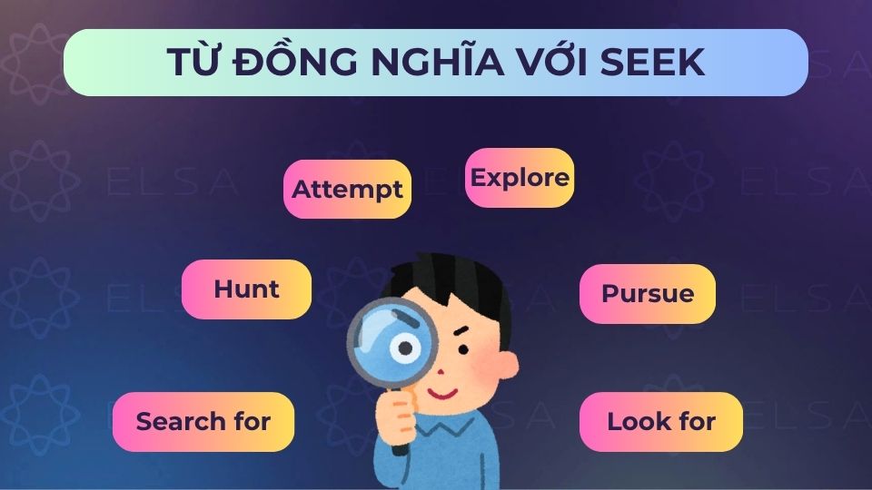 Một số từ đồng nghĩa với seek