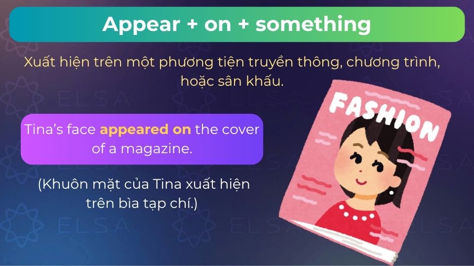 Câu ví dụ appear on