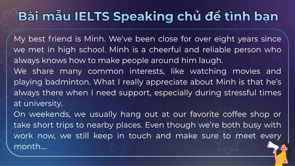 Bài văn mẫu IELTS Speaking về tình bạn