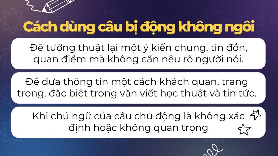 Cách dùng câu bị động không ngôi