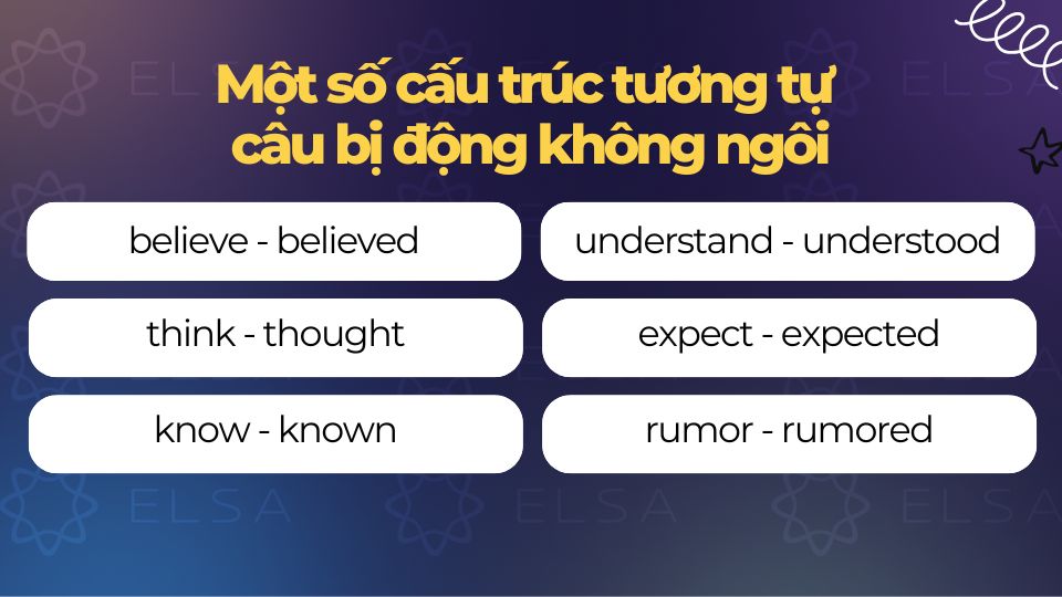 Một số cấu trúc tương tự câu bị động không ngôi