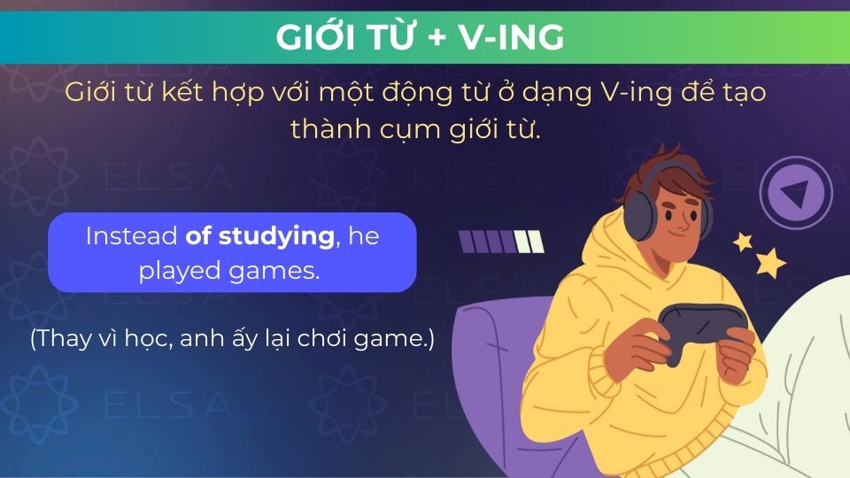 Câu ví dụ giới từ + v-ing