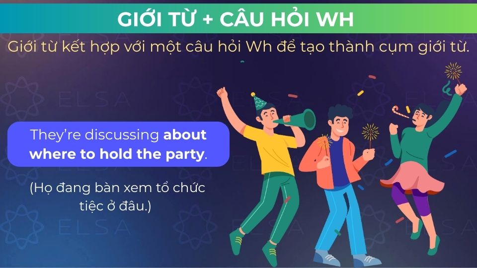 Câu ví dụ giới từ + Câu hỏi Wh