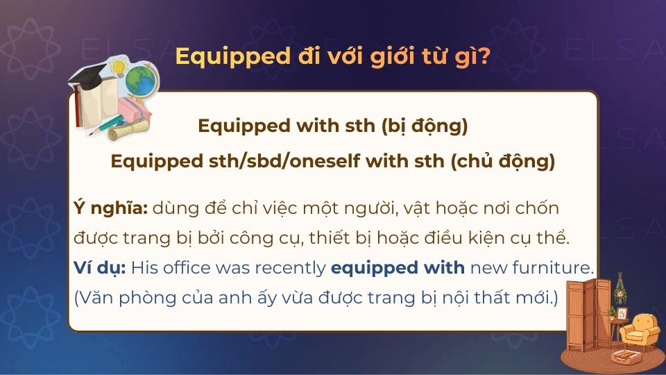 Ý nghĩa và cấu trúc khi equipped đi với giới từ with Ý nghĩa và cấu trúc khi equipped đi với giới từ with