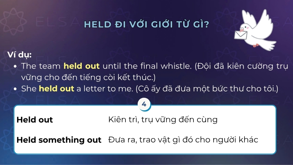 Cấu trúc và cách dùng khi held đi với out Cấu trúc và cách dùng khi held đi với out