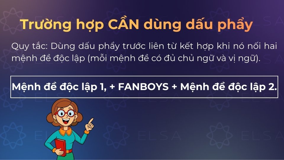 Trường hợp CẦN dùng dấu phẩy