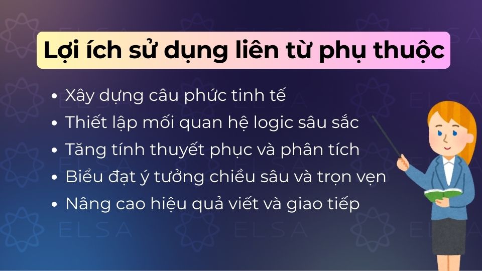 Liên từ phụ thuộc giúp câu mạch lạc, logic và tăng tính thuyết phục Liên từ phụ thuộc giúp câu mạch lạc, logic và tăng tính thuyết phục