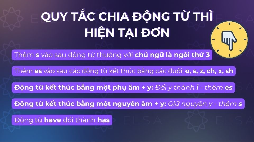 Các quy tắc chia động từ thì hiện tại đơn