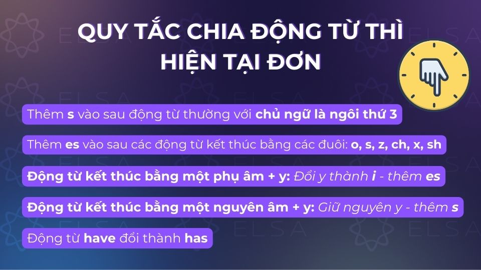 Các quy tắc chia động từ thì hiện tại đơn