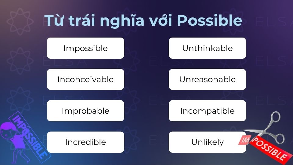 Từ đồng nghĩa với possible khi mang ý nghĩa có thể thực hiện được hoặc đạt được Từ đồng nghĩa với possible khi mang ý nghĩa có thể thực hiện được hoặc đạt được