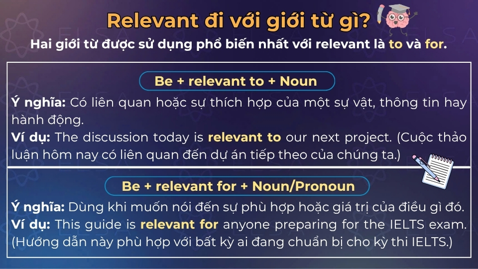 Ý nghĩa và cách dùng của relevant khi đi với to và for